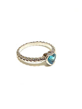 Sterling Silver Roband, Heart-Shaped Topaz Ring