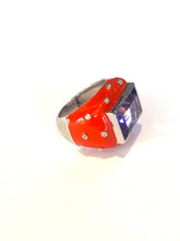 Sterling Silver Enamel, CZ and Amethyst Ring