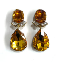 Yellow Crystal Clip On Earrings