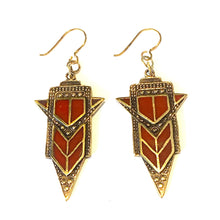 Brass and Carnelian Drop Earrings