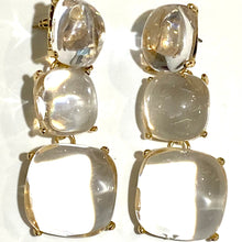 Three Tiered Costume Cabochon Drop Earrings
