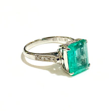 Platinum Set Emerald and Diamond Ring