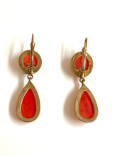 18ct Yellow Gold Coral Hook Drop Earrings