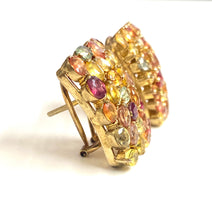 Sterling Silver Gold Plate Multi Coloured Sapphire Earrings