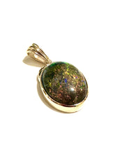 9ct Yellow Gold Black Opal Pendant