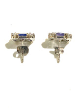Sterling Silver Tanzanite and CZ Earrings