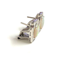 14ct White Gold Opal and Diamond Earrings