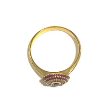 Sterling Silver Brass Sapphire and Red Enamel Ring