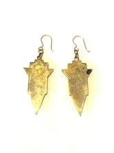 Brass Mother of Pearl and Black Enamel Earrings