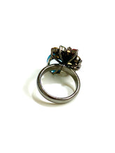 Sterling Silver Black Rhodium Plate Topaz Citrine Garnet Peridot Flower Cluster Ring