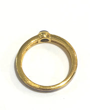Sterling Silver Brass, Sapphire and Red Enamel Ring