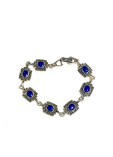 Sterling Silver Lapis Lazuli and Marcasite Bracelet