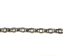 Sterling Silver Marcasite Mother of Pearl Inlaid Bracelet