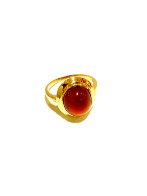 9ct Gold Garnet Cabochon Ring