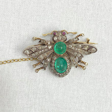Antique Emerald, Ruby and Old Cut Diamond Bee Brooch