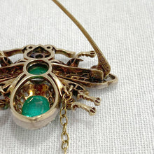 Antique Emerald, Ruby and Old Cut Diamond Bee Brooch
