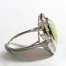 Solid White Opal and Diamond Dress Ring
