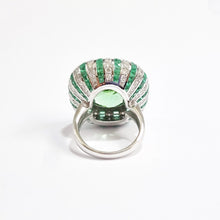 Green Tourmaline, Emerald and Diamond Ring