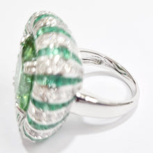 Green Tourmaline, Emerald and Diamond Ring