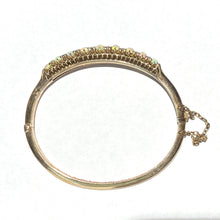 Antique Yellow Gold Solid Opal and Old Cut Diamond Bangle