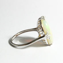 Solid White Opal and Diamond Ring