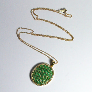 Vintage 14ct Yellow Gold Emerald and Diamond Pendant