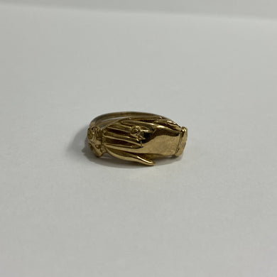 9ct Yellow Gold Hand Holding Signet Ring
