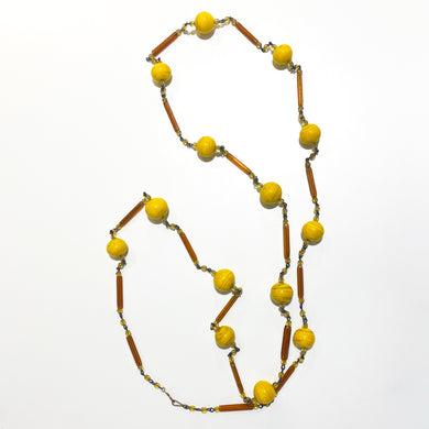 Art Deco Yellow Peking Glass Necklace