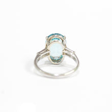 Vintage Platinum Blue Zircon and Diamond Dress Ring