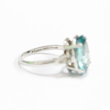 Vintage Platinum Blue Zircon and Diamond Dress Ring