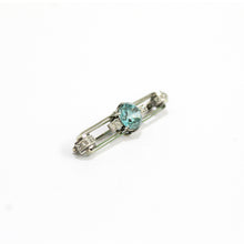 Antique 14ct White Gold Blue Zircon and Diamond Brooch