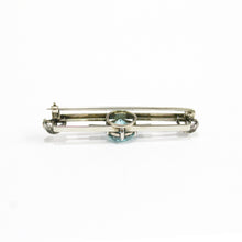 Antique 14ct White Gold Blue Zircon and Diamond Brooch