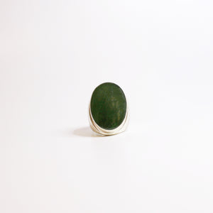 Sterling Silver Oval Cut Green Onyx Ring