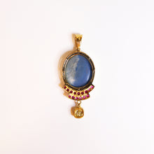 18ct Yellow Gold Black Opal, Ruby and Diamond Pendant