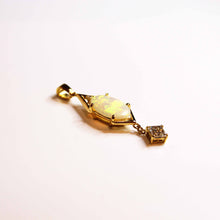 18ct Yellow Gold Solid White Opal and Diamond Pendant