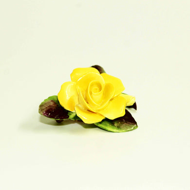 Vintage Staffordshire Yellow Rose Porcelain Brooch
