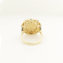 9ct Yellow Gold 4.08ct Moonstone, Diamond and Blue Enamel Cocktail Ring