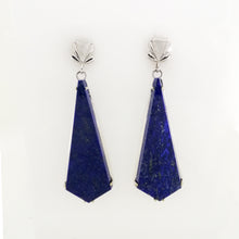 9ct Gold Lapis Lazuli Drop Stud Drop Earrings