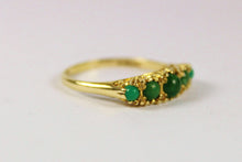 Vintage 9ct Yellow Gold Green Turquoise Bridge Ring