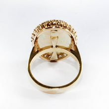 Vintage Solid Mintabie Opal and Diamond Ring