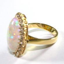 Vintage Solid Mintabie Opal and Diamond Ring