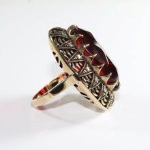 9ct Yellow Gold Cherry Amber and Diamond Dress Ring