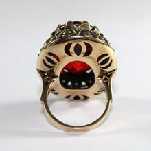 9ct Yellow Gold Cherry Amber and Diamond Dress Ring