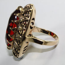 9ct Yellow Gold Cherry Amber and Diamond Dress Ring