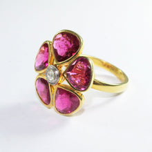 Sterling Silver Pink Tourmaline and Diamond Floral Dress Ring