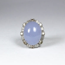 White Gold Cabochon Lavender Chrysoprase and Diamond Ring