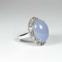 White Gold Cabochon Lavender Chrysoprase and Diamond Ring