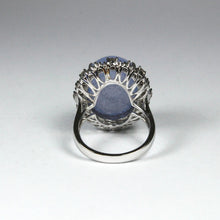 White Gold Cabochon Lavender Chrysoprase and Diamond Ring