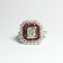 Cushion Cut Diamond and Ruby Cocktail Ring