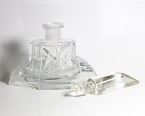 Antique Clear Lead Crystal Fluted Perfume Decanter Bottle